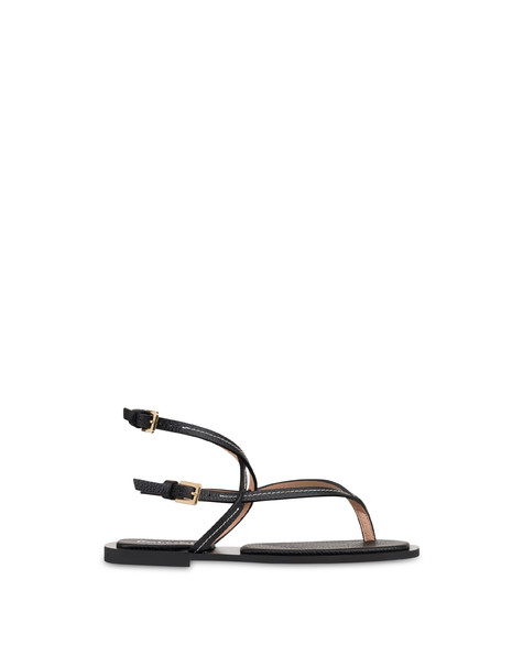 Sandalo Flat Capri In Vitello Nero