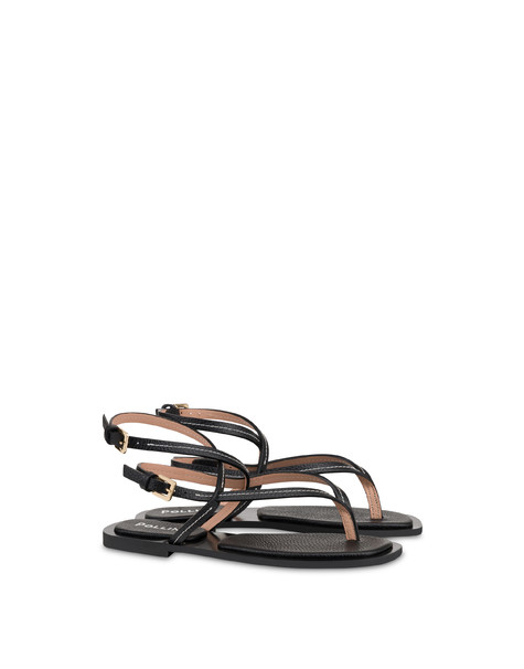 Sandalo Flat Capri In Vitello Nero