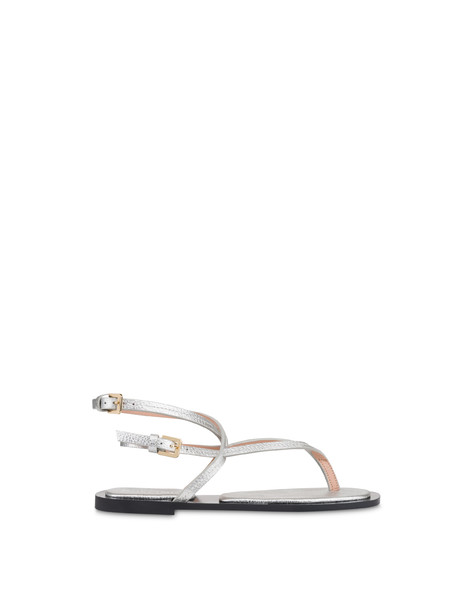 Sandalo Flat Capri In Vitello Argento