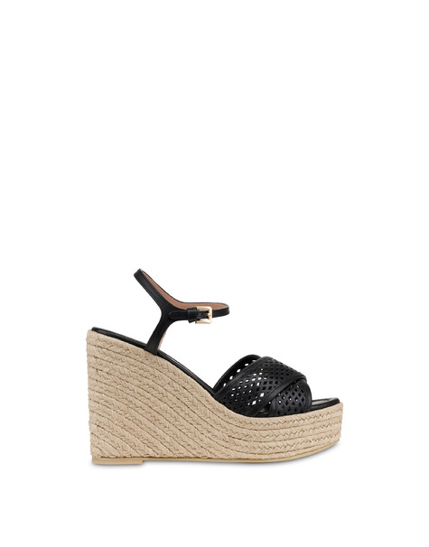 Sandalo Wedge Glam In Vitello Nero