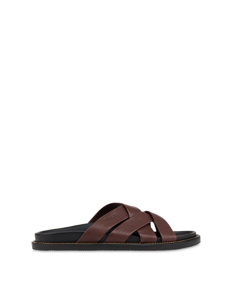 Natural Feeling Goat Leather Slide Dark Brown