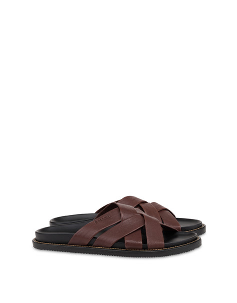 Natural Feeling Goat Leather Slide Dark Brown