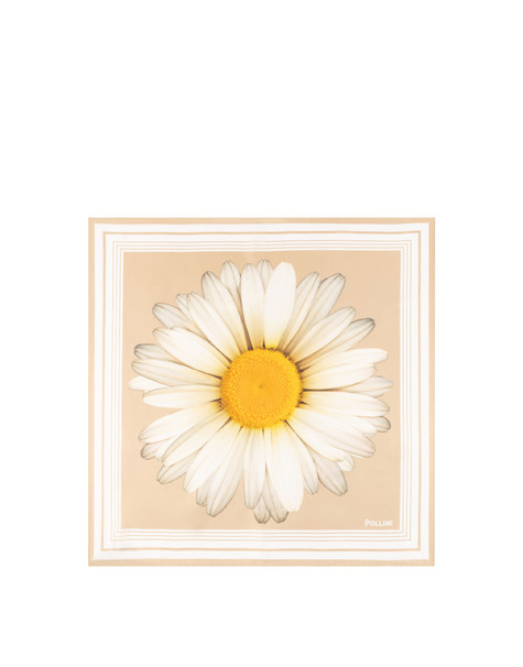 Foulard In Seta Con Stampa Margherita Over Nude