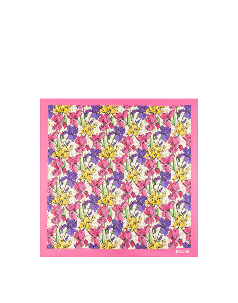 Foulard In Seta Con Stampa Floreale Multicolor Fuxia