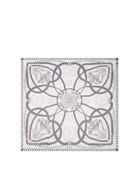 Foulard In Seta Con Stampa Geometrica Bicolore Blu