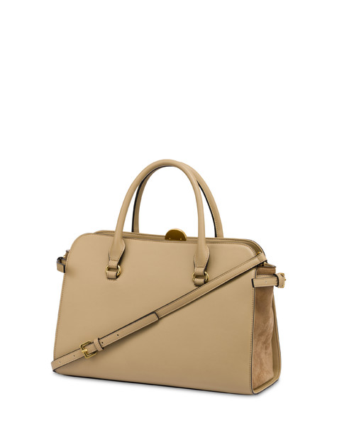 Moon Handbag In Plain Pu Taupe/taupe