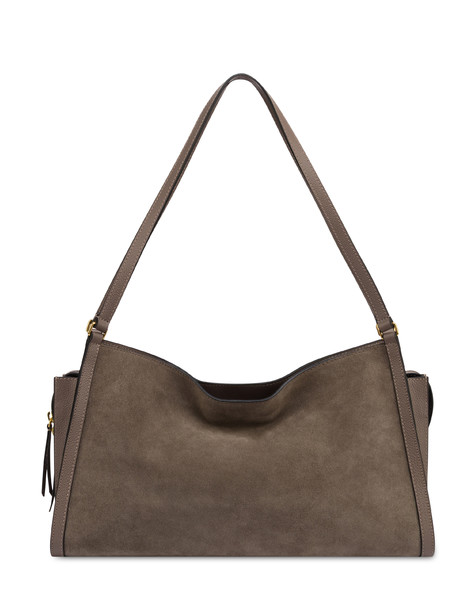 Borsa A Spalla Empire In Crosta E Vitello Taupe/taupe