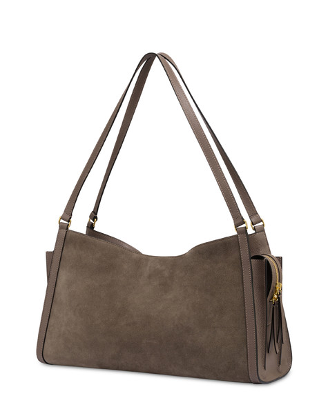 Borsa A Spalla Empire In Crosta E Vitello Taupe/taupe