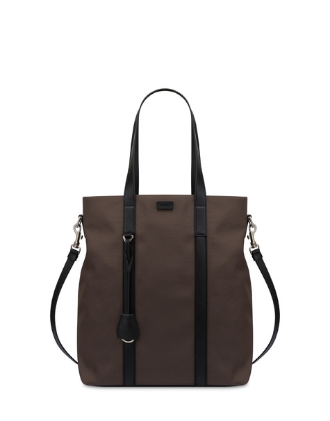 Borsa A Spalla In Nylon E Vitello Fango/nero