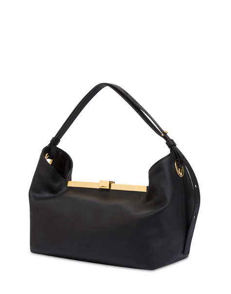 Lilly Tumbled Calfskin Handbag Black