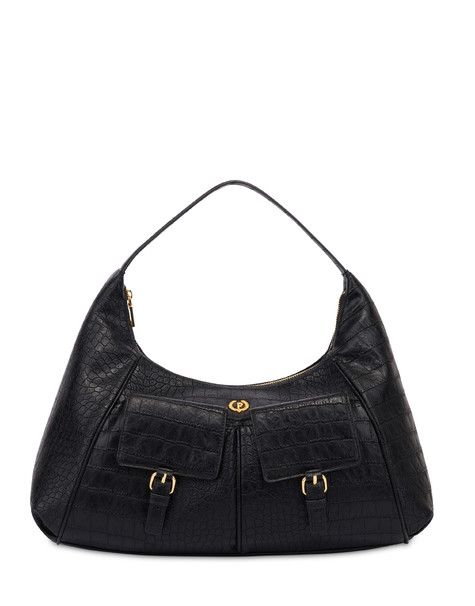 Borsa A Spalla Urban Pocket In Cocco Pu Nero
