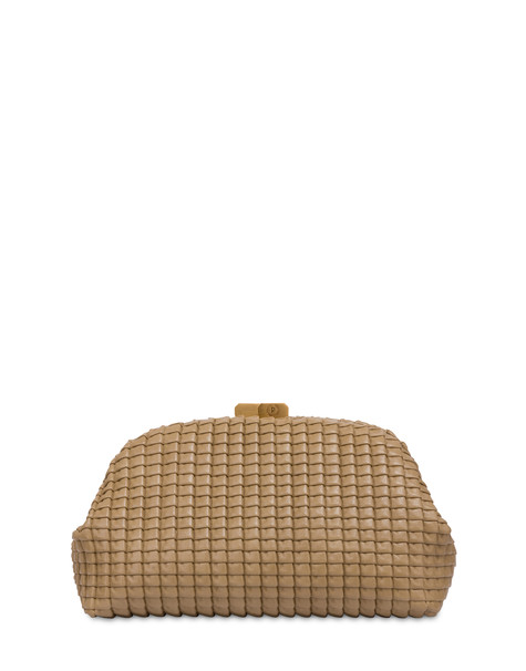 Cloud Clutch In Mini Grained Lux Pleated Pu Camel
