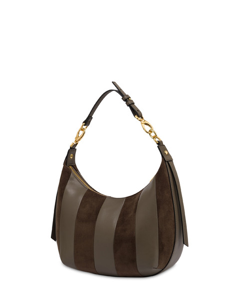 Borsa A Spalla Comfy Small In Plain Pu E Fabric Suede Militare/militare