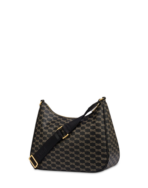Borsa A Spalla Iconic In Saffiano Pu Stampato Nero/taupe