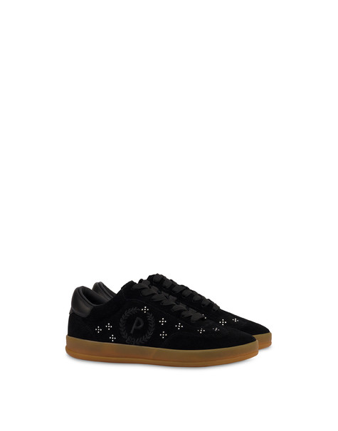 Venus Split Leather And Calfskin Sneakers Black/black