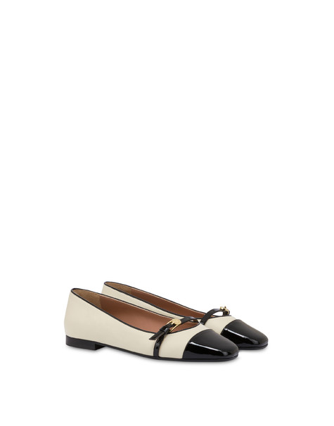 Ballerina Sofia In Nappa E Vernice Burro/nero