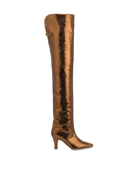 Stivale Muse Over The Knee In Capra Stampa Vipera Cuoio
