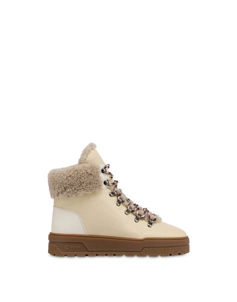 Ice Cracker Boot Made Of Tumbled Calfskin, Rubber, And Sheepskin Butter/butter/stone