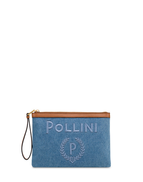 Pouch Capri In Jeans Blu/cuoio