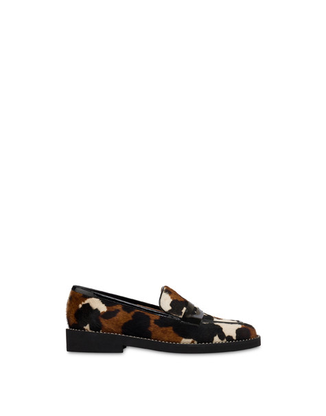 Mocassino Mannish In Cavallino Stampato Cow/nero