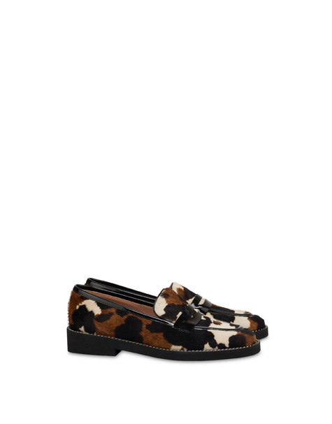 Mocassino Mannish In Cavallino Stampato Cow/nero