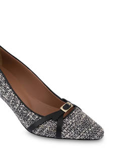 Decolleté Double U in Tweed e Vitello Photo 4