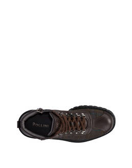Mid Budapest Boot in Wool Fabric and Tumbled Calfskin with Deerskin Pattern Photo 3