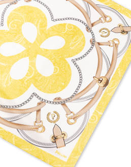 Foulard In Seta Con Stampa Cinghie E Staffe Beige Photo 3