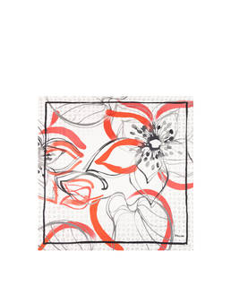 Foulard In Seta Con Stampa floreale astratta geometrica Photo 2