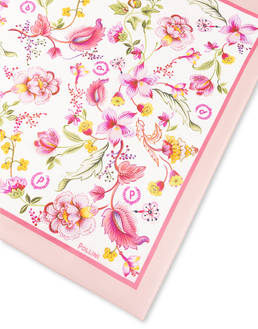 Foulard In Seta Con Stampa floreale su fondo bianco Photo 3