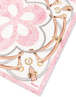 Foulard In Seta Con Stampa Cinghie E Staffe Beige Photo 3