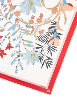 Foulard In Seta Con Stampa di rami di fiori Photo 3