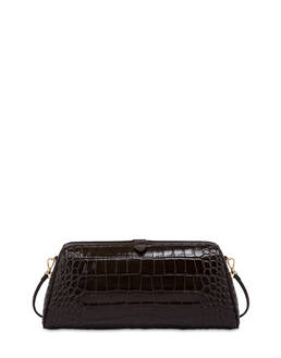 Shell clutch bag in crocodile print calfskin Photo 1