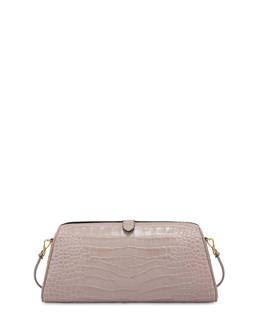Shell clutch bag in crocodile print calfskin Photo 1