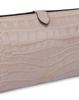 Shell clutch bag in crocodile print calfskin Photo 4