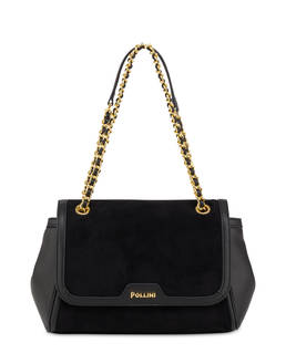 Borsa a spalla in mini grained pu e fabric suede Photo 1